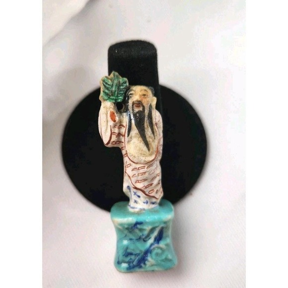 Other - Vintage Asian Chinese Bisque Porcelain Figurine Ancient Man Mud Emperor